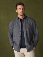 Charcoal Grey Long Sleeve Textured Plain Shirt - Image 5 of 8