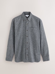 Charcoal Grey Long Sleeve Textured Plain Shirt - Image 6 of 8