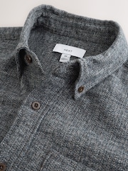Charcoal Grey Long Sleeve Textured Plain Shirt - Image 7 of 8