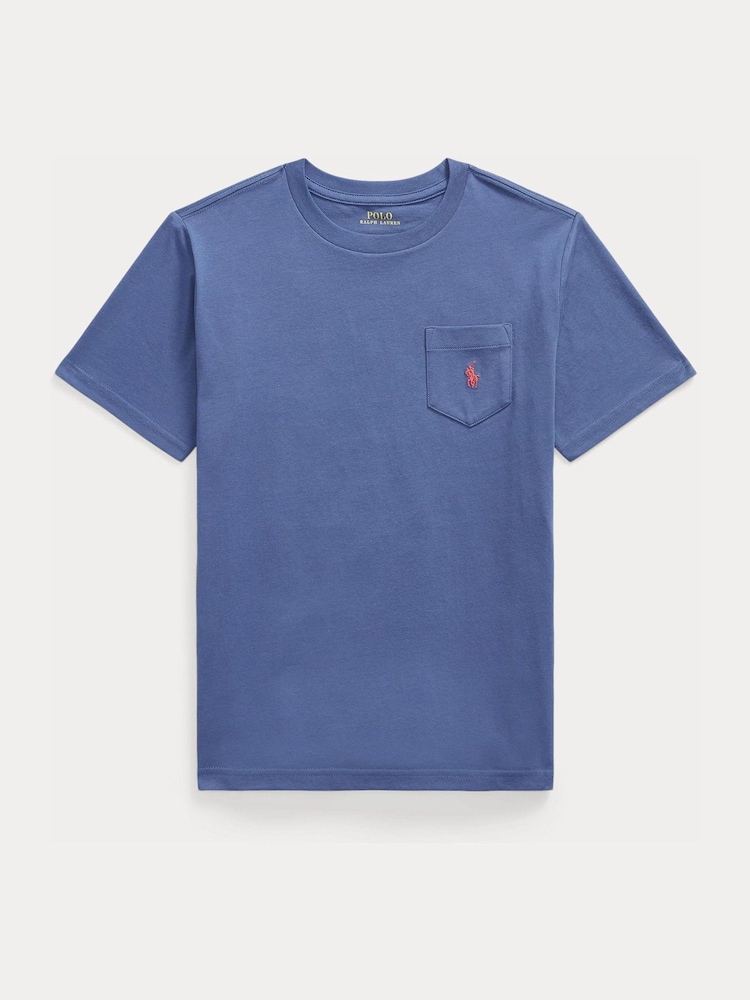 Polo Ralph Lauren Blue Pocket Jersey Logo T-Shirt - Image 1 of 2