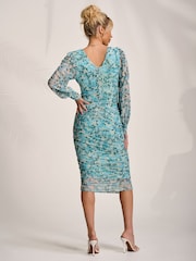 Jolie Moi Green Ruched Mesh Midi Dress - Image 2 of 6