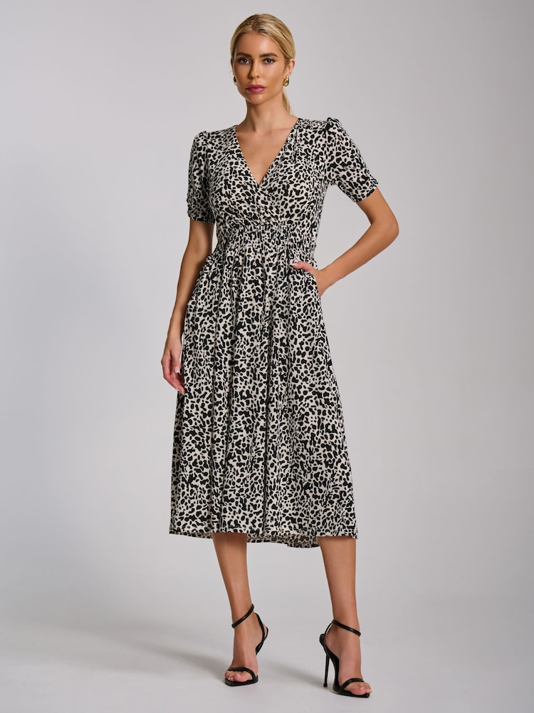 jersey midi dress short sleeve Vince Women's Side Ruched Jersey Midi-Dress - Black