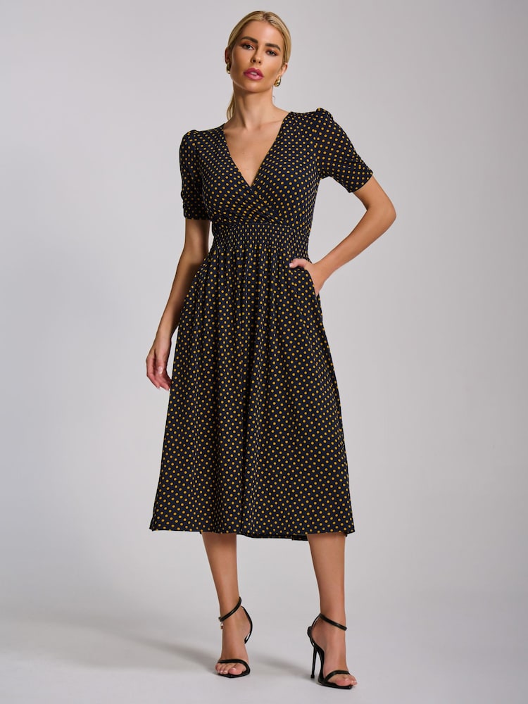halter ruched midi dress Polka dot halter ruched midi dress - Pink