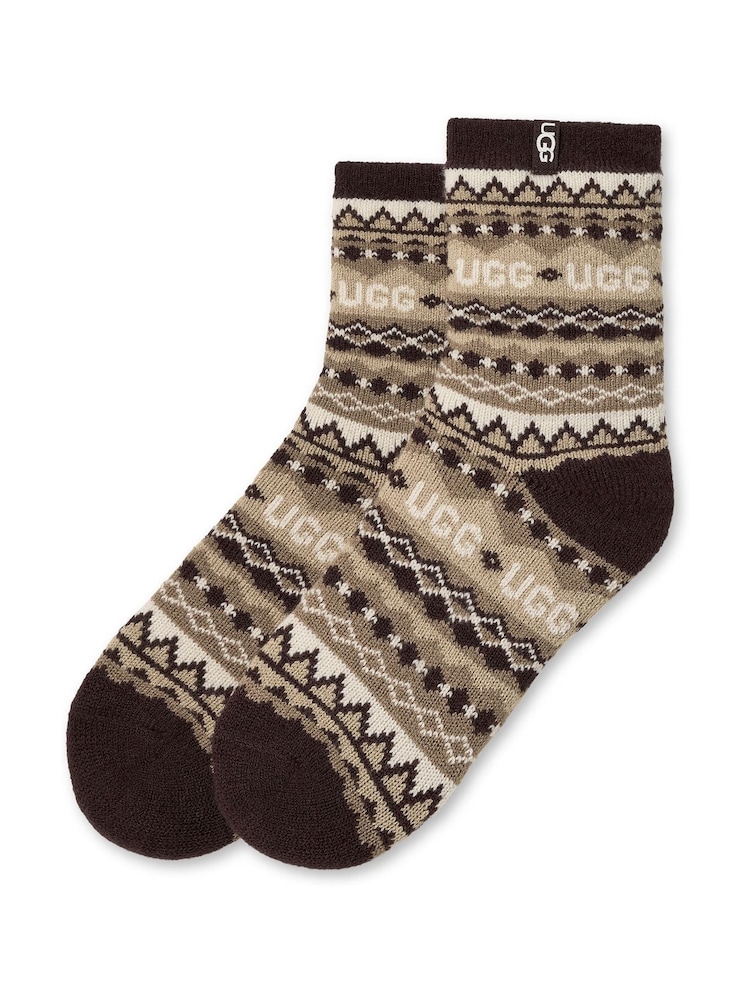 UGG Brown Cressida Cozy Quarter Socks - Image 2 of 2 UGG Brown Cressida Cozy Quarter Socks - Image 2 of 2