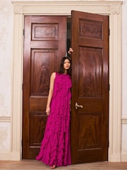 Ro&Zo Pink Petite Leonor Chiffon Waterfall Frill Maxi Dress - Image 2 of 4