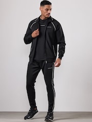 Gym King Black Core Piped Full Zip Funnel Jumper - Image 1 of 4