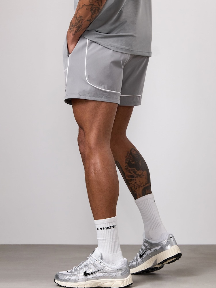 Gym King Grey Core Piped Shorts - Image 2 of 4 Gym King Grey Core Piped Shorts - Image 2 of 4