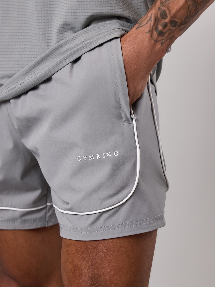 Gym King Grey Core Piped Shorts - Image 4 of 4 Gym King Grey Core Piped Shorts - Image 4 of 4