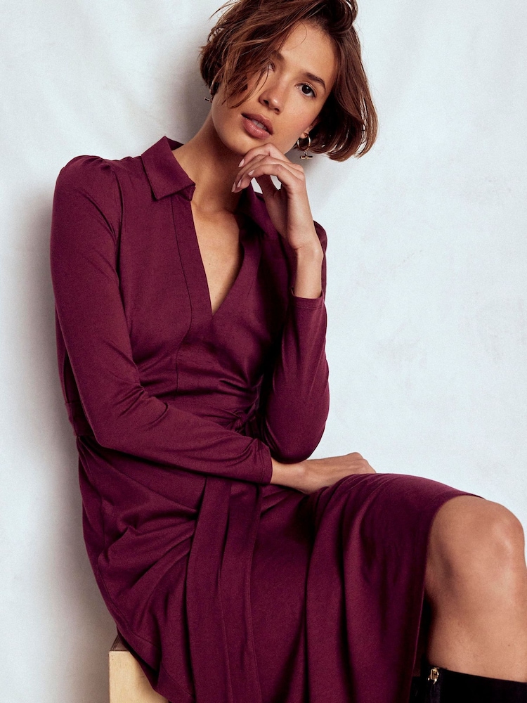 Boden Purple Imogen Collared Dress - Image 2 of 6 Boden Purple Imogen Collared Dress - Image 2 of 6