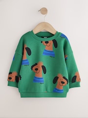 Verde - All Over Printed Crew Neck Sweat Top (3mths-7yrs) - Imagen 1 de 4