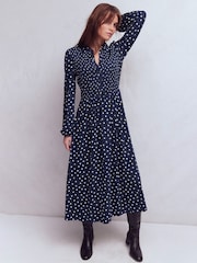 Boden Smocked Jersey Skjortekjole - Bilde 1 av 6