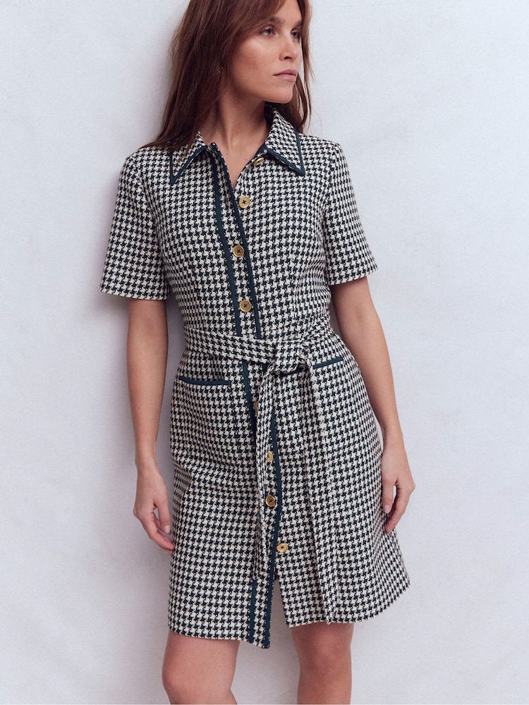 Boden Blue Loren Trim Short Dress - Image 1 of 5 Boden Blue Loren Trim Short Dress - Image 1 of 5