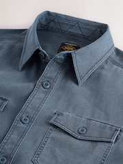 Blue Garment Dye Washed Long Sleeve Overshirt - Image 10 of 10