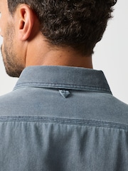 Blue Garment Dye Washed Long Sleeve Overshirt - Image 3 of 10
