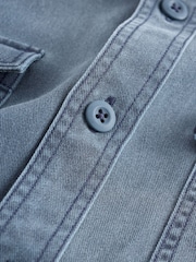 Blue Garment Dye Washed Long Sleeve Overshirt - Image 9 of 10