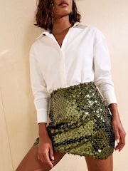 Friends Like These X Mollie King Green Petite Ultimate Sequin Mini Skirt - Image 2 of 4