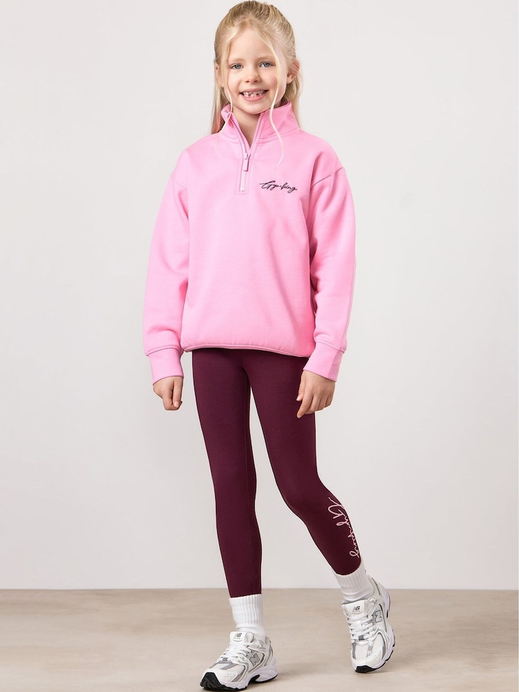 Gym King Pink Script 1/4 Zip Funnel Jumper - Image 5 of 5 Gym King Pink Script 1/4 Zip Funnel Jumper - Image 5 of 5