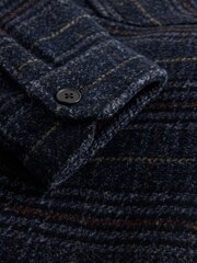 Navy Blue Borg Lined Hooded Check Shacket - Image 9 of 9