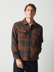 Rust Brown Borg Lined Check Shacket - Image 1 of 5