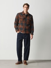 Rust Brown Borg Lined Check Shacket - Image 2 of 5