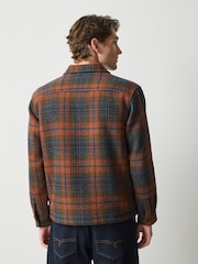 Rust Brown Borg Lined Check Shacket - Image 3 of 5