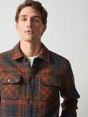 Rust Brown Borg Lined Check Shacket - Image 4 of 5
