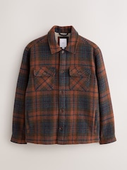 Rust Brown Borg Lined Check Shacket - Image 6 of 9