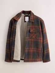 Rust Brown Borg Lined Check Shacket - Image 7 of 9