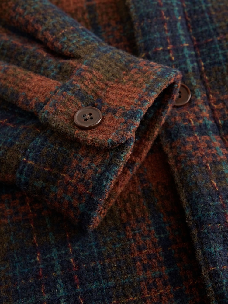 Rust Brown Borg Lined Check Shacket - Image 9 of 9 Rust Brown Borg Lined Check Shacket - Image 9 of 9