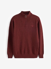 Barbour® Rust Brown Wool Quarter Zip Jumper - Image 1 of 1