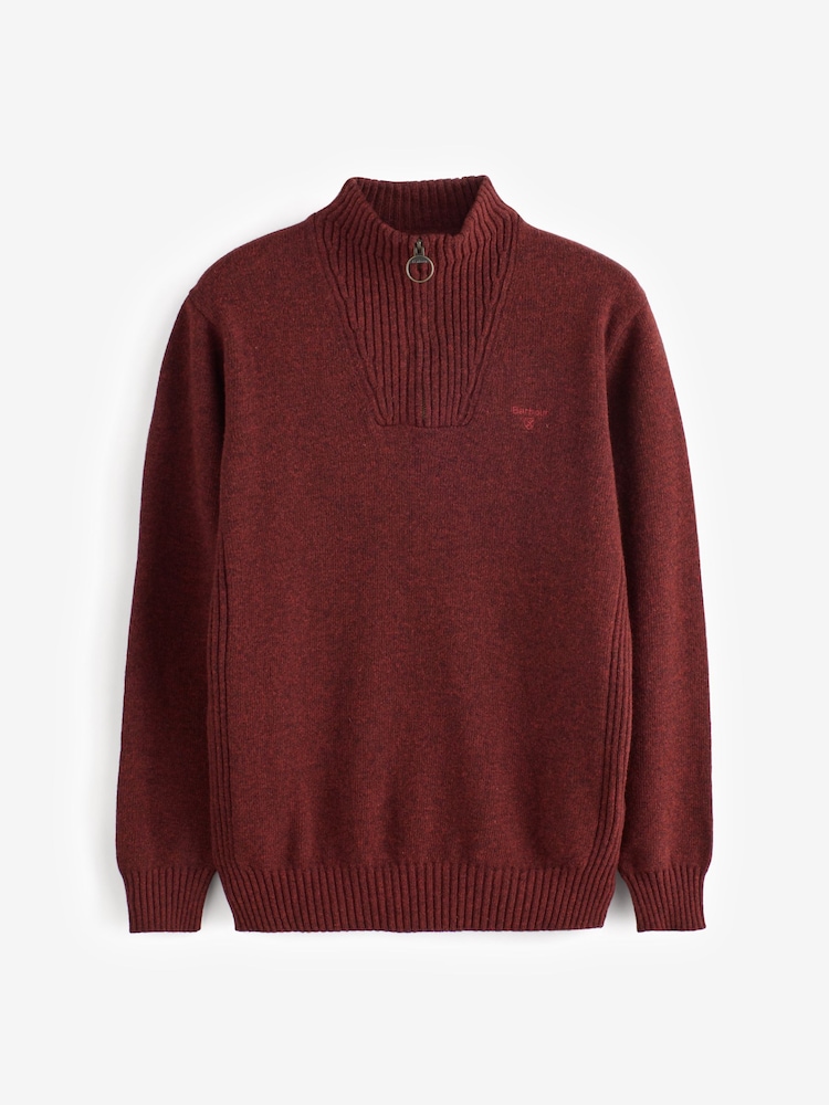Barbour® Rust Brown Wool Quarter Zip Jumper - Image 1 of 1 Barbour® Rust Brown Wool Quarter Zip Jumper - Image 1 of 1