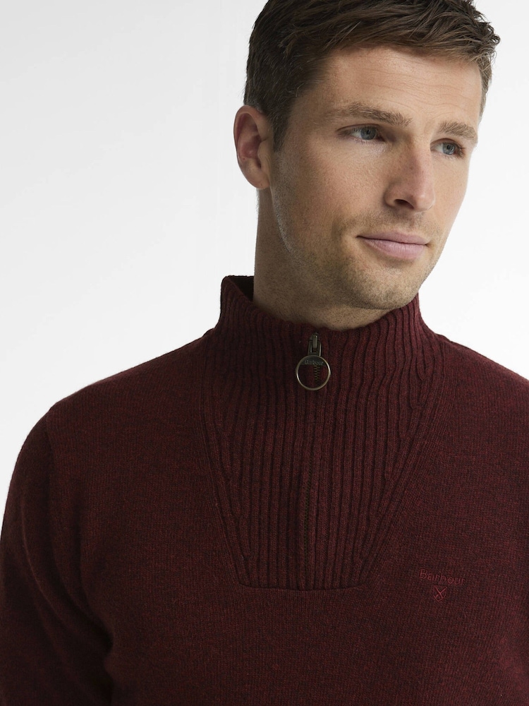 بني مائل للأحمر - كنزة صوف بربع سحاب من ®Barbour - صورة 2 من 4
