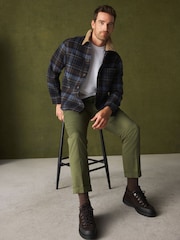Navy Blue Check Wool Blend Shacket - Image 2 of 5