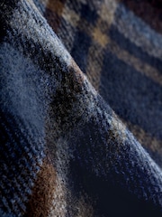 Granatowy - Check Wool Blend Shacket - Obraz 8 z 8