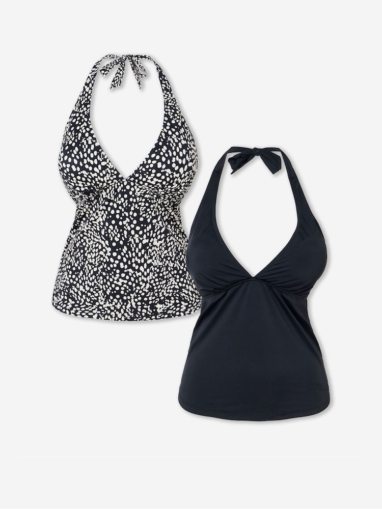 Simply Be Black Value Tankini Tops 2 Pack - Image 1 of 4