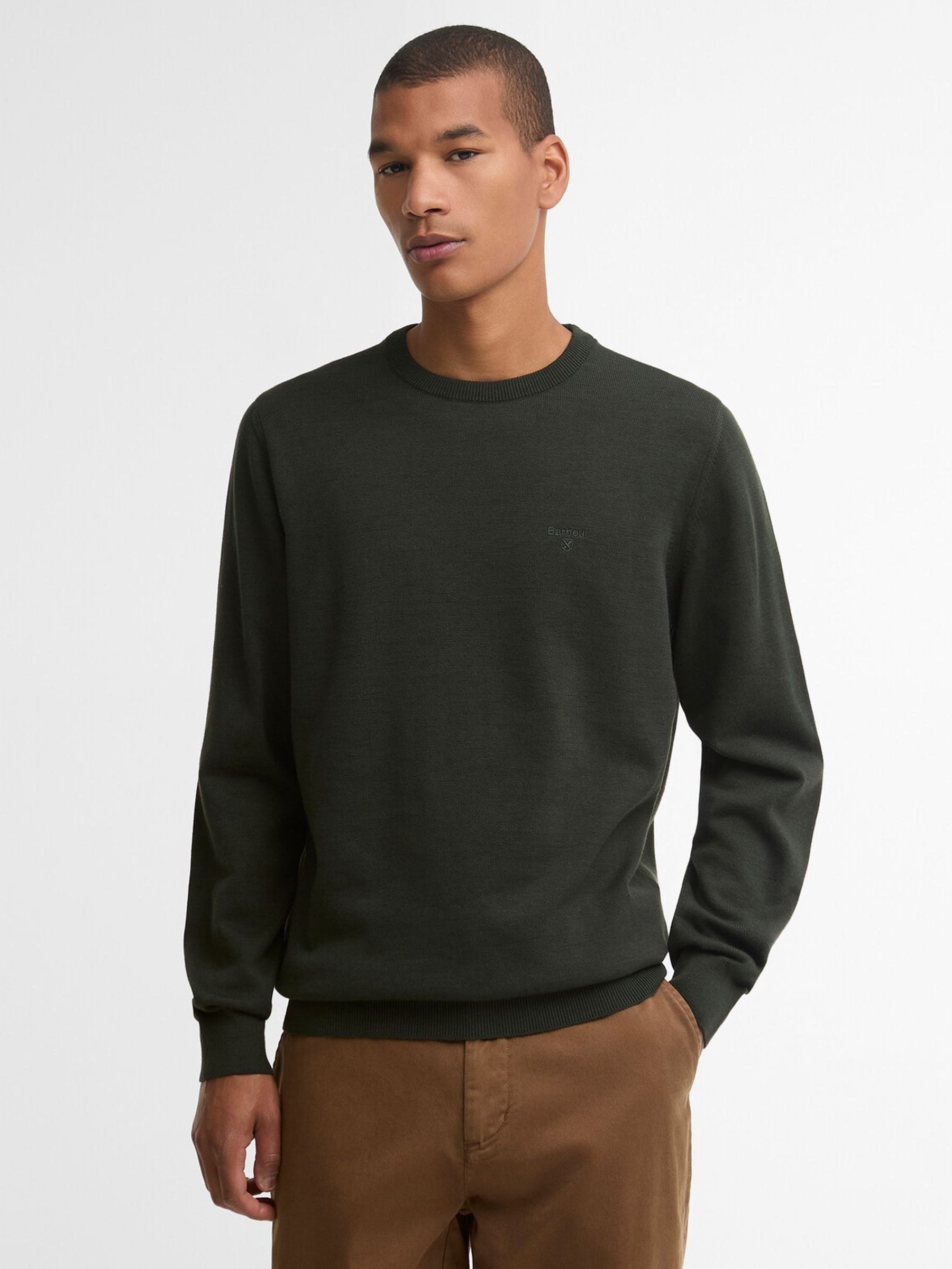 Barbour Men's Black Chrome Cotton Crew Neck Jumper - Image 1