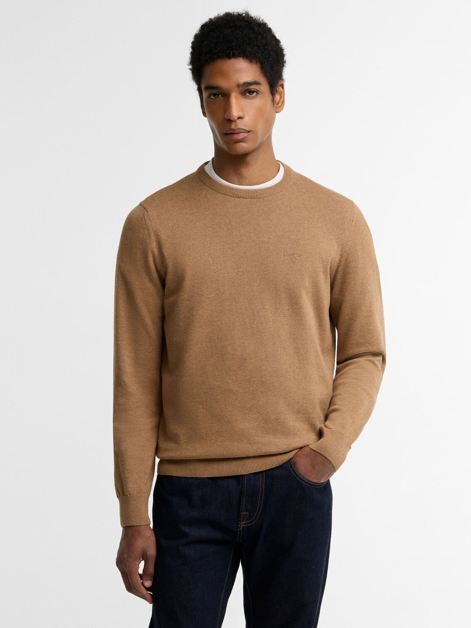 Barbour Men's Neutral Pima Cotton Crew Neck Sweater