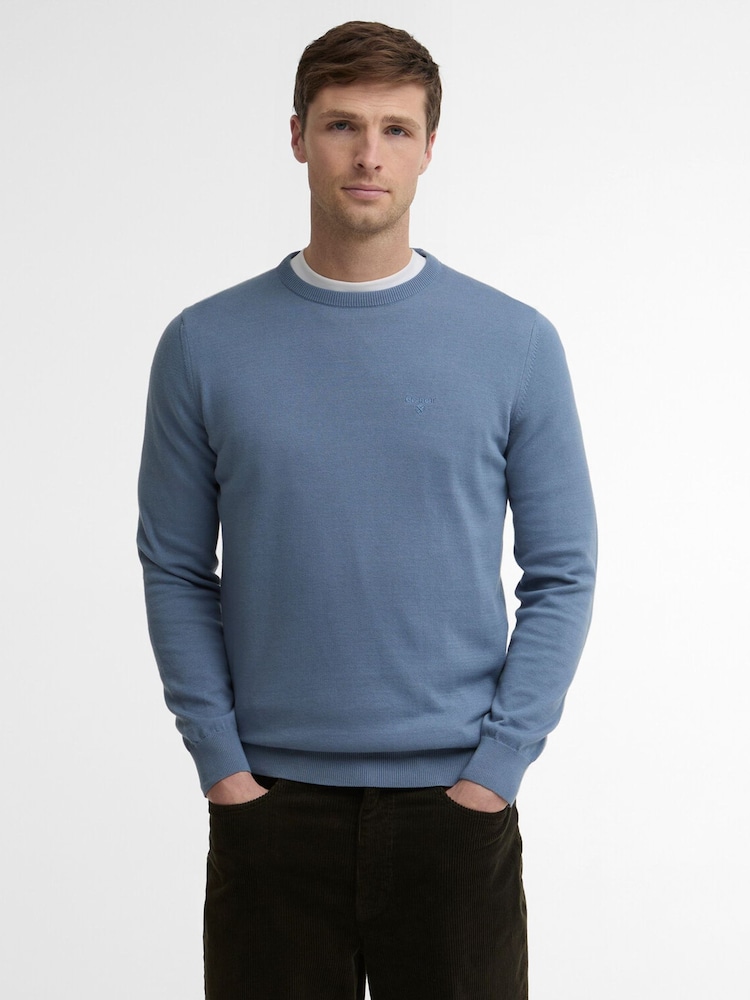 Barbour® Blue Pima Cotton Crew Neck Sweater - Image 1 of 5
