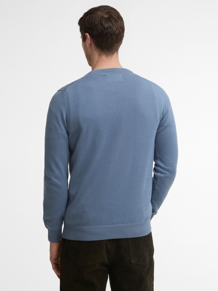 Barbour® Blue Pima Cotton Crew Neck Sweater - Image 2 of 5