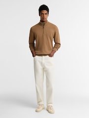 Barbour® Neutral Cotton Half Zip Knitted Jumper - Image 3 of 4