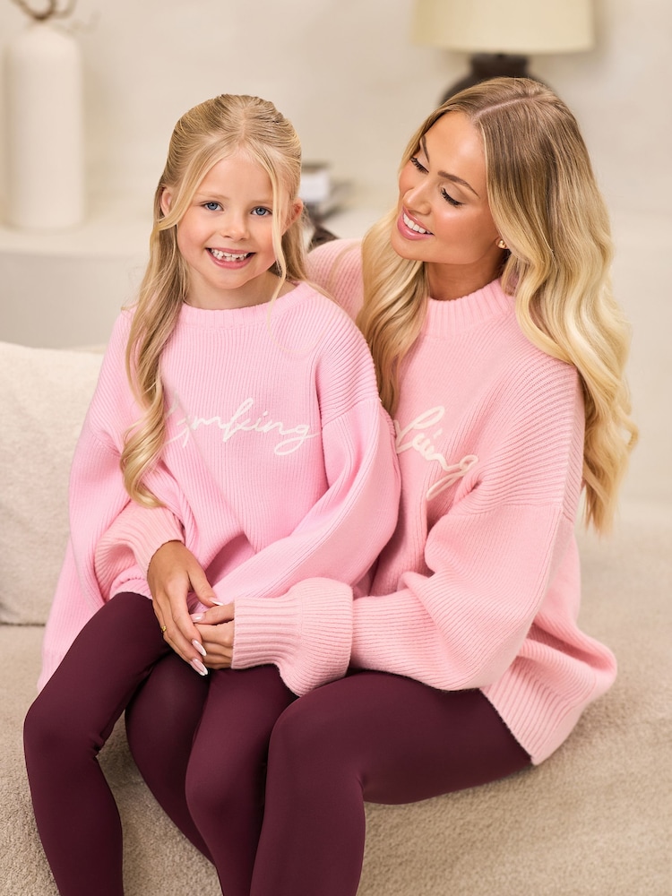 Gym King Pink Rib Knit Sweatshirt - Image 1 of 4 Gym King Pink Rib Knit Sweatshirt - Image 1 of 4