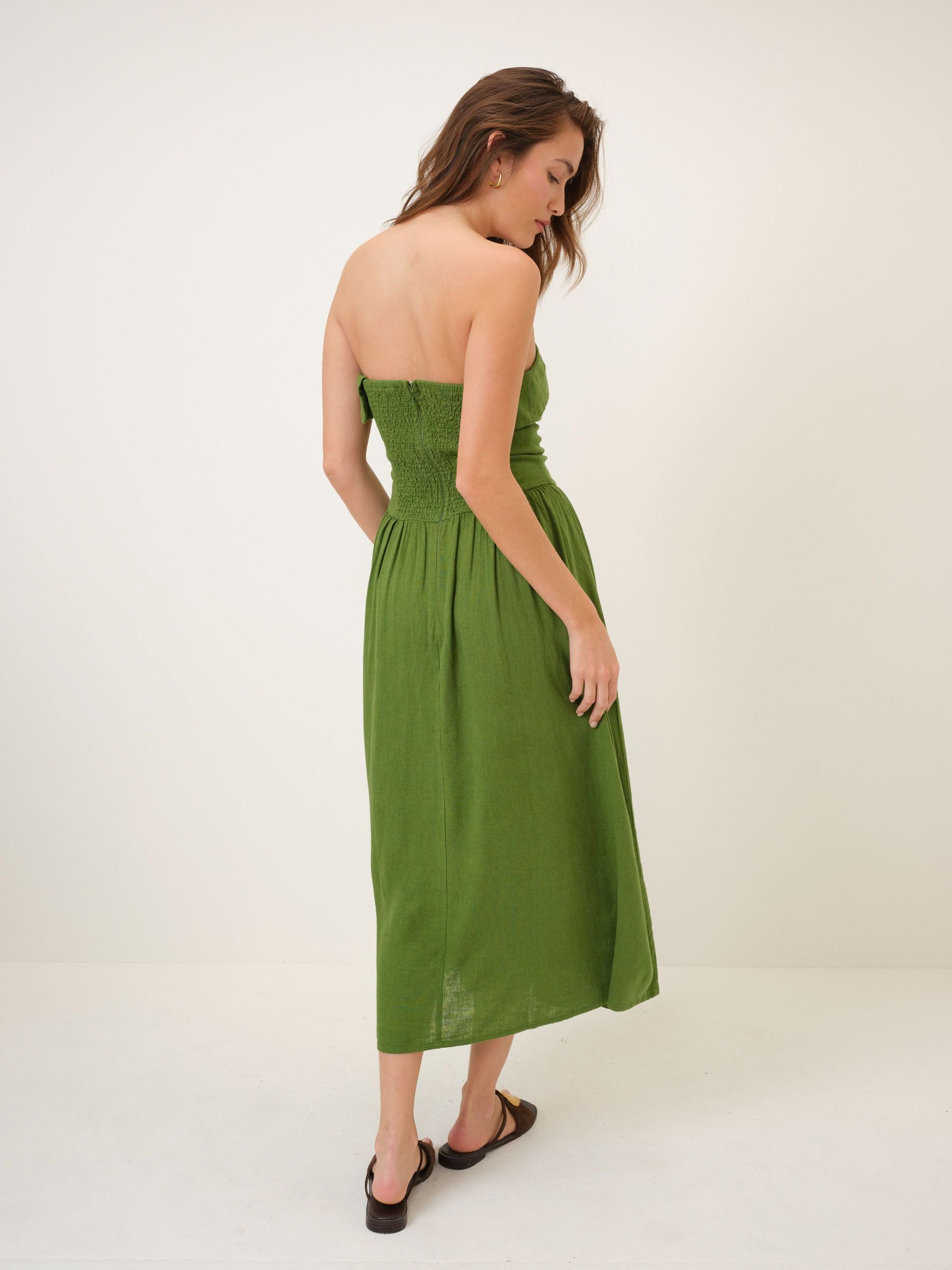 band of the free green strapless dress Buy Nobodys Child Fia Bandeau Drop Waist Midi from Next USA Midi dress