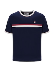 Fila Blue Rosario T-Shirt With Terry Stripes - Image 1 of 2