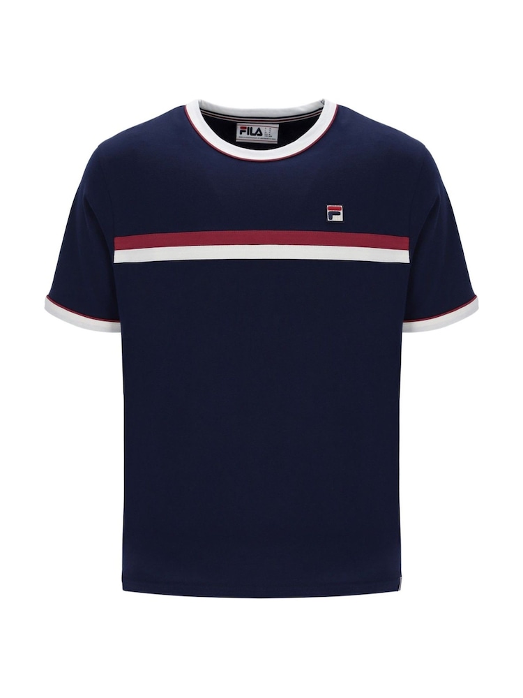 Fila Blue Rosario T-Shirt With Terry Stripes - Image 1 of 2