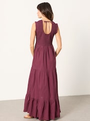 FatFace Anais Burgundy Red Petite Maxi Dress - Image 2 of 5