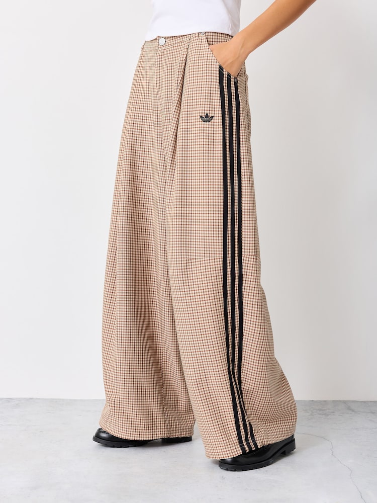 adidas Originals Beige Check Trousers - Image 1 of 5 adidas Originals Beige Check Trousers - Image 1 of 5
