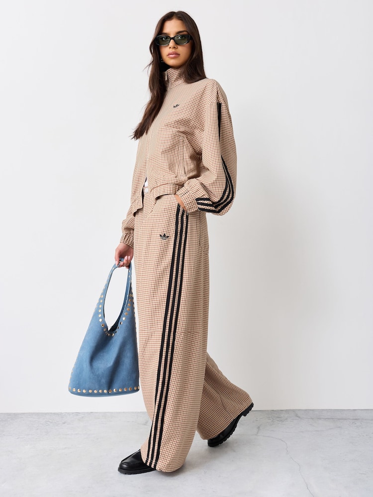 adidas Originals Beige Check Trousers - Image 2 of 5 adidas Originals Beige Check Trousers - Image 2 of 5