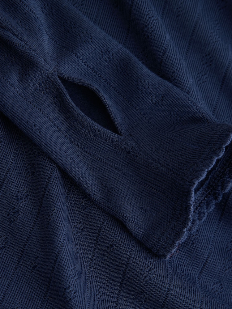 Navy Cosy Pointelle Thermal Bodysuit - Image 7 of 7 Navy Cosy Pointelle Thermal Bodysuit - Image 7 of 7