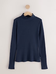 Navy Cosy Pointelle Thermal Roll Neck Top - Image 5 of 7