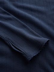 Navy Cosy Pointelle Thermal Roll Neck Top - Image 7 of 7